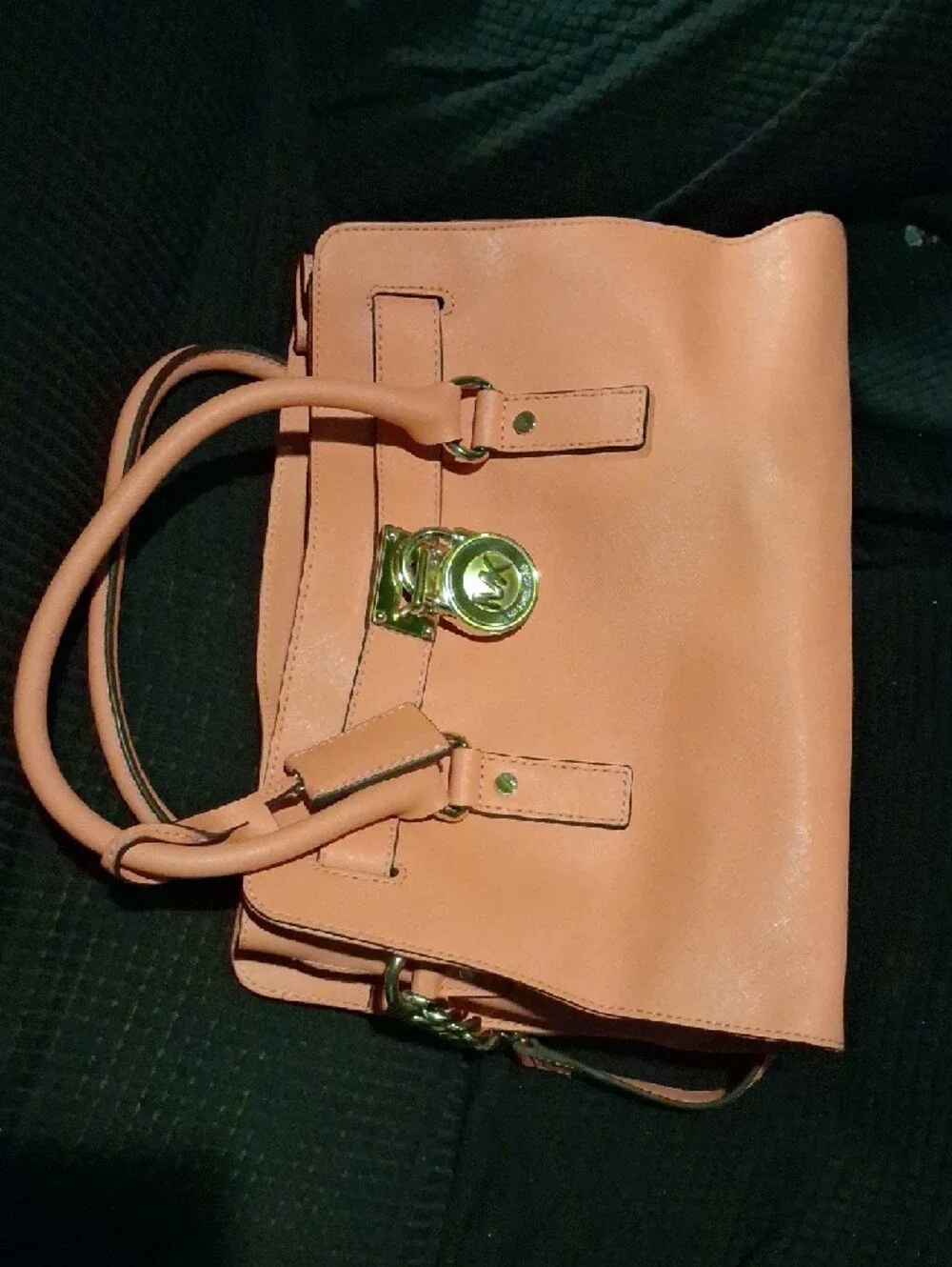 Michael Kors Coral Leather Tote with Gold Logo Medallion - Picture 2 of 6